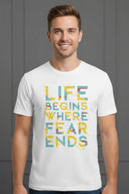 Life Begins Where Fear Ends Lettering T-Shirt