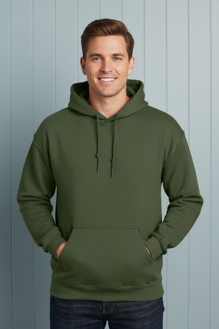 Hooded Long Sleeve Sweatshirt - Military Green