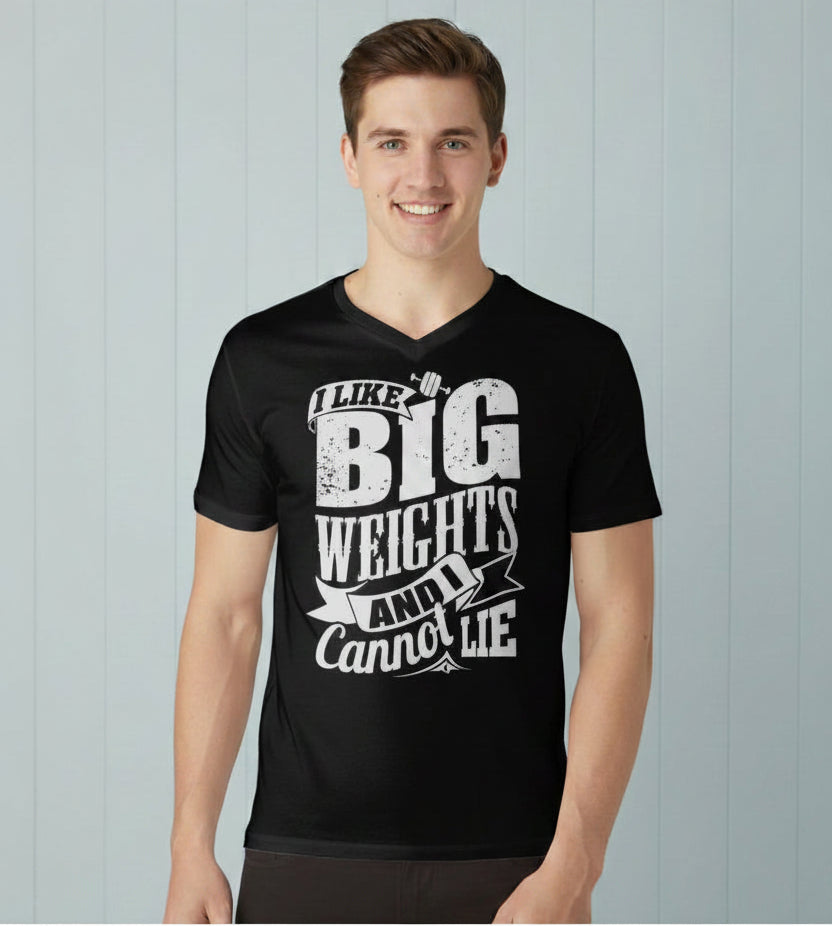 Person wearing a black t-shirt with white text on a white background