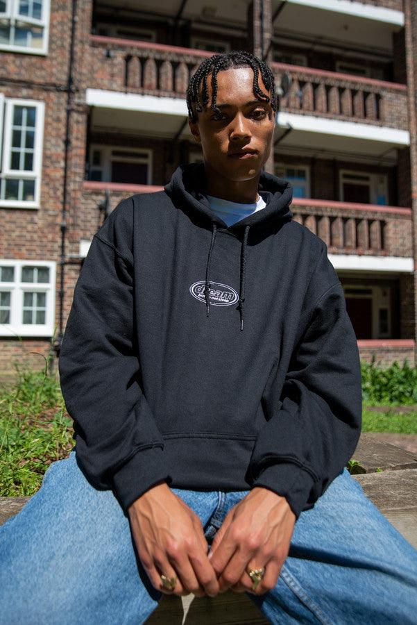 440gsm Hoodie in Black With Oval Logo Embroidery