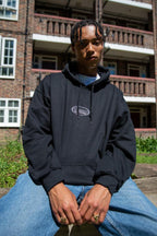 440gsm Hoodie in Black With Oval Logo Embroidery