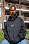 440gsm Hoodie in Black With Oval Logo Embroidery
